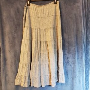 Sophie Max gray heather tiered midi-skirt